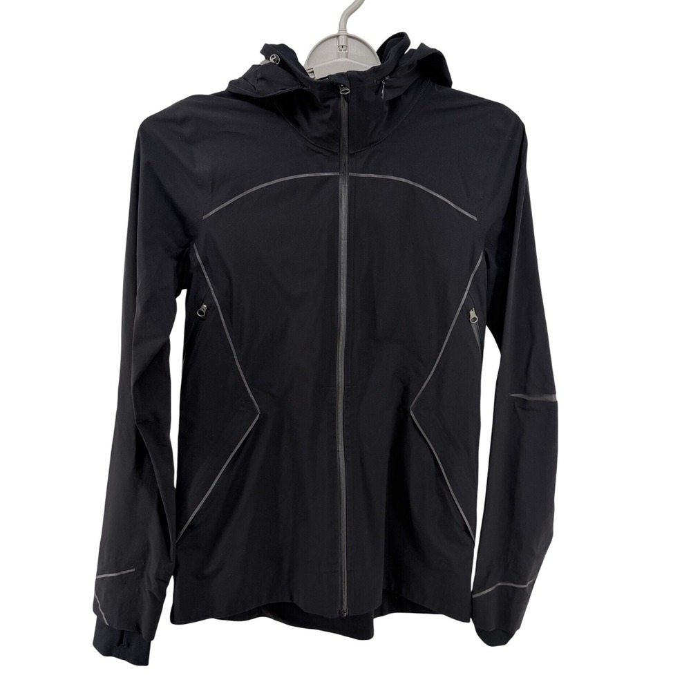 Lululemon Runaway Black Running Jacket Reflective Full Zip Windbreaker Sz 4